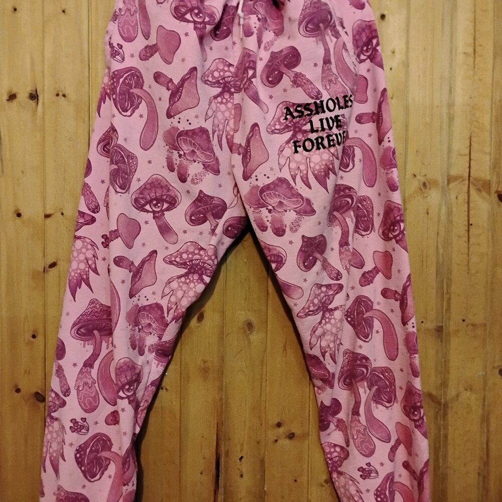 Men's Pink XL Psychedelic Camo Assholes Live Forever Joggers Track Pants